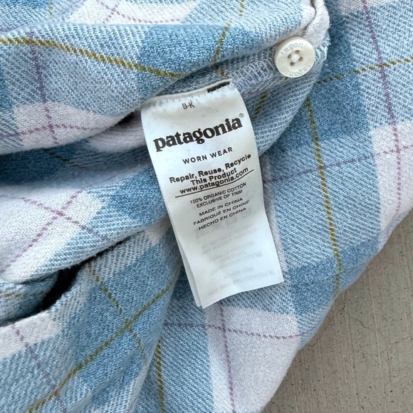 Patagonia Fjord Flannel Shirt Womens Size 6 (Small) White/Blue Organic Cotton - Picture 6 of 6